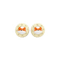 Cute Alloy Enamel Rabbit And Fox Stud Earrings, Light Luxury Animal Cartoon Ear Jewelry view 5