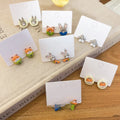Cute Alloy Enamel Rabbit And Fox Stud Earrings, Light Luxury Animal Cartoon Ear Jewelry view 1
