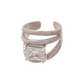 Zircon Square Twisted Cross Open Ring For Women view 5
