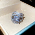 Zircon Square Twisted Cross Open Ring For Women view 4