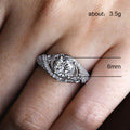 Silver Oval Filigree Halo Ring In A Polished Decorative Design view 5