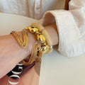 Acrylic Beaded Round Elastic Bangle European American Geometric Fashion Statement Bracelet view 3