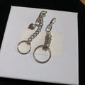 Minimalist Asymmetric Chain Heart Circle Iron Drop Earrings With Silver Pins For Women view 2