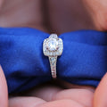 Silver Tone Oval Clear Crystal Halo Ring Fashion Jewelry view 3