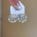 Light Luxury Copper Zircon Flower Cluster Pearl Tassel Drop Earrings For Women view 1