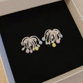 Light Luxury Copper Zircon Flower Cluster Pearl Tassel Drop Earrings For Women view 3
