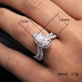 Pear Cut Crystal Halo Split Shank Ring in Silver Tone view 5