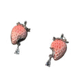 Resin Strawberry Zircon Waterdrop Stud Earrings With Silver Posts, Sweet Niche Style view 5