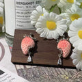 Resin Strawberry Zircon Waterdrop Stud Earrings With Silver Posts, Sweet Niche Style view 4