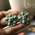 Copper Floral Rhinestone Stud Earrings Bohemian Vintage Ethnic Style Light Luxury Ear Jewelry view 1