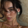 Copper Floral Rhinestone Stud Earrings Bohemian Vintage Ethnic Style Light Luxury Ear Jewelry view 2
