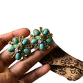 Copper Floral Rhinestone Stud Earrings Bohemian Vintage Ethnic Style Light Luxury Ear Jewelry view 5