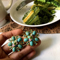 Copper Floral Rhinestone Stud Earrings Bohemian Vintage Ethnic Style Light Luxury Ear Jewelry view 3