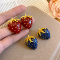 Alloy Strawberry Enamel Stud Earrings Sweet OL Style Light Luxury Fruit Ear Jewelry view 1