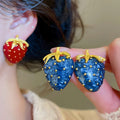 Alloy Strawberry Enamel Stud Earrings Sweet OL Style Light Luxury Fruit Ear Jewelry view 2