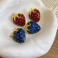 Alloy Strawberry Enamel Stud Earrings Sweet OL Style Light Luxury Fruit Ear Jewelry view 3