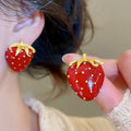 Alloy Strawberry Enamel Stud Earrings Sweet OL Style Light Luxury Fruit Ear Jewelry view 4