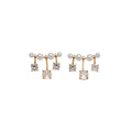 Cubic Zirconia Round Faux Pearl Stud Earrings For Women Light Luxury Geometric Style view 5