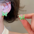 Silver Needle Artificial Crystal Zircon Butterfly Stud Earrings For Women, Light Luxury Niche Style view 4