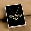 Stainless Steel Geometric Heart Fashion Necklace And Stud Earrings Set With Metal Collarbone Chain view 3