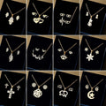 Stainless Steel Geometric Heart Fashion Necklace And Stud Earrings Set With Metal Collarbone Chain view 1