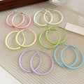 Iron Dopamine Color Geometric Hoop Earrings With Silver Pins, Minimalist Sweet Commuter Jewelry view 3