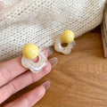Korean Sweet Resin Flower Stud Earrings With Silver Needle, Niche Light Luxury Floral Jewelry view 2