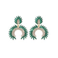 Copper Oval Rhinestone Stud Earrings Vintage Court Style Niche Geometric Jewelry view 5