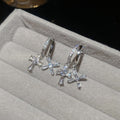 Copper Zircon C Shape Cross Pendant Drop Earrings For Women Minimalist Niche Geometric Style view 2