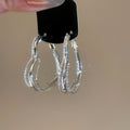 Light Luxury Copper Multi Layer Heart Hoop Earrings With Silver Posts Minimalist Fashion Jewelry view 4