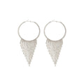 Light Luxury Copper Round Rhinestone Tassel Hoop Earrings With Silver Posts For Women view 5