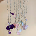 Old Money Style Rhinestone Crystal Fabric Flower Sweater Necklace For Elegant Vacation Looks view 4