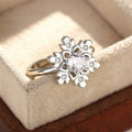 Christmas Winter Snowflake Ring For Women, Metal Style Zircon Inlaid Korean Sweet Jewelry view 3