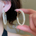 Vintage Hong Kong Style Acetate Zircon Double Layer Cross Round Hoop Earrings view 4