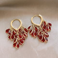 18K Gold Plated Crystal Tassel Geometric Drop Earrings, Retro Chic Light Luxury Style view 1