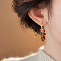 18K Gold Plated Crystal Tassel Geometric Drop Earrings, Retro Chic Light Luxury Style view 4
