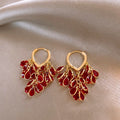 18K Gold Plated Crystal Tassel Geometric Drop Earrings, Retro Chic Light Luxury Style view 3