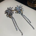 Copper Zircon Firework Tassel Drop Earrings Floral Geometric Light Luxury Designer Style view 4