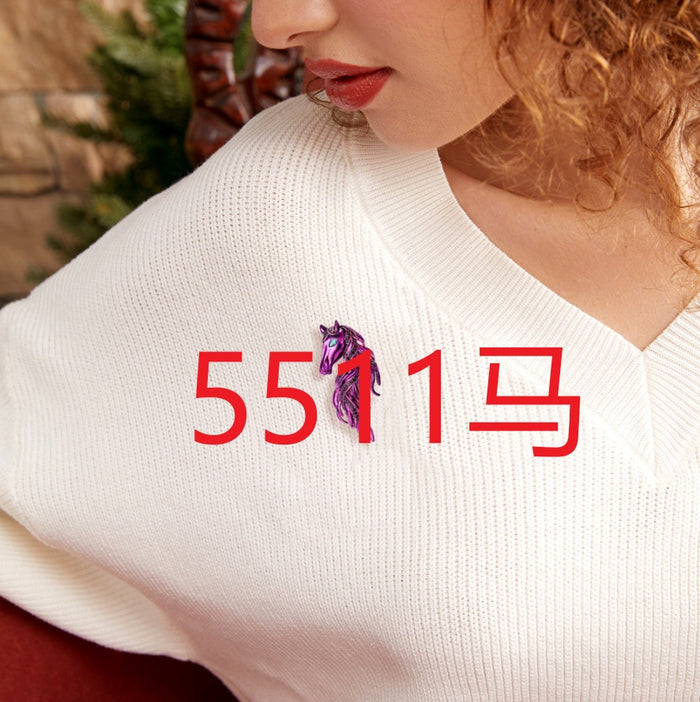 Alloy Horse Brooch Pin Two Way Animal Clothing Accessory