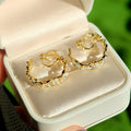 18K Gold Plated Enamel Butterfly Faux Pearl Clip-on Earrings for Women Light Luxury Sweet Style view 3
