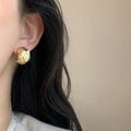 18K Gold Plated Copper Woven C-Shaped Clip-on Earrings Minimalist Light Luxury Geometric Jewelry view 2