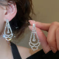 Old Money Copper Rhinestone Round Lace Necklace And Stud Earrings Jewelry Set For Women view 4