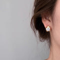 18K Gold Plated Copper Oval Zircon Geometric Clip-on Earrings For Minimalist Office Style view 4