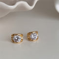 18K Gold Plated Copper Oval Zircon Geometric Clip-on Earrings For Minimalist Office Style view 3