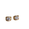 18K Gold Plated Copper Oval Zircon Geometric Clip-on Earrings For Minimalist Office Style view 5