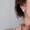 18K Gold Plated Copper Oval Zircon Geometric Clip-on Earrings For Minimalist Office Style view 2