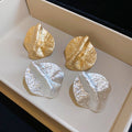 Irregular Geometric Pleated Texture Alloy Stud Earrings For Women European Style Fashion Jewelry view 2
