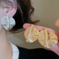 Irregular Geometric Pleated Texture Alloy Stud Earrings For Women European Style Fashion Jewelry view 1