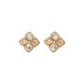 18K Gold Plated Copper Diamond Cat Eye Stud Earrings With Silver Pins For Women view 5