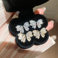 Elegant Zircon Bow Stud Earrings Copper Light Luxury Niche Style Versatile Jewelry view 3